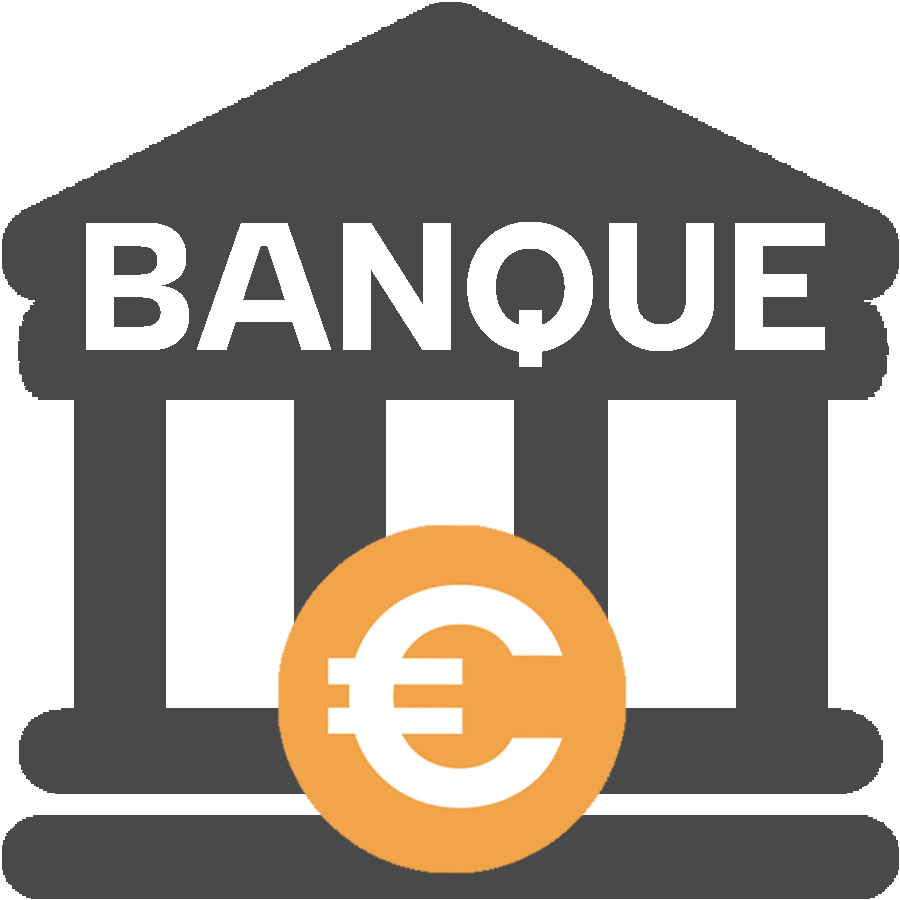 Icone temple de la banque avec le symbole euro devant